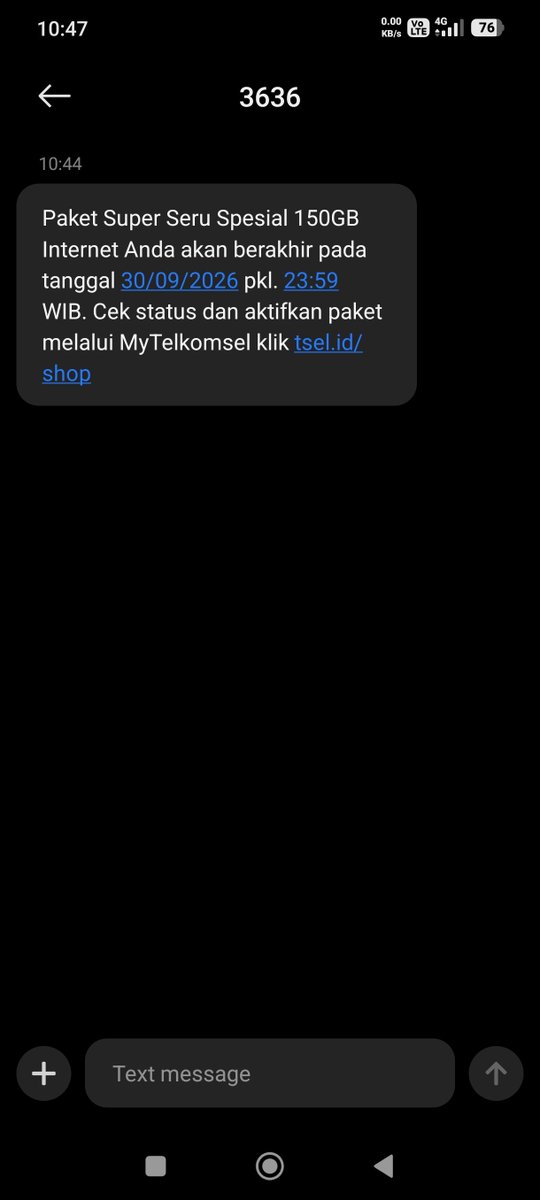 fightersejati1's tweet photo. @Telkomsel  min katanya skrg kuota sisa kuota lwt tanggalnya gamlk hangus, kok masi Ada SMS ini??? https://t.co/hLCVtQhOlZ