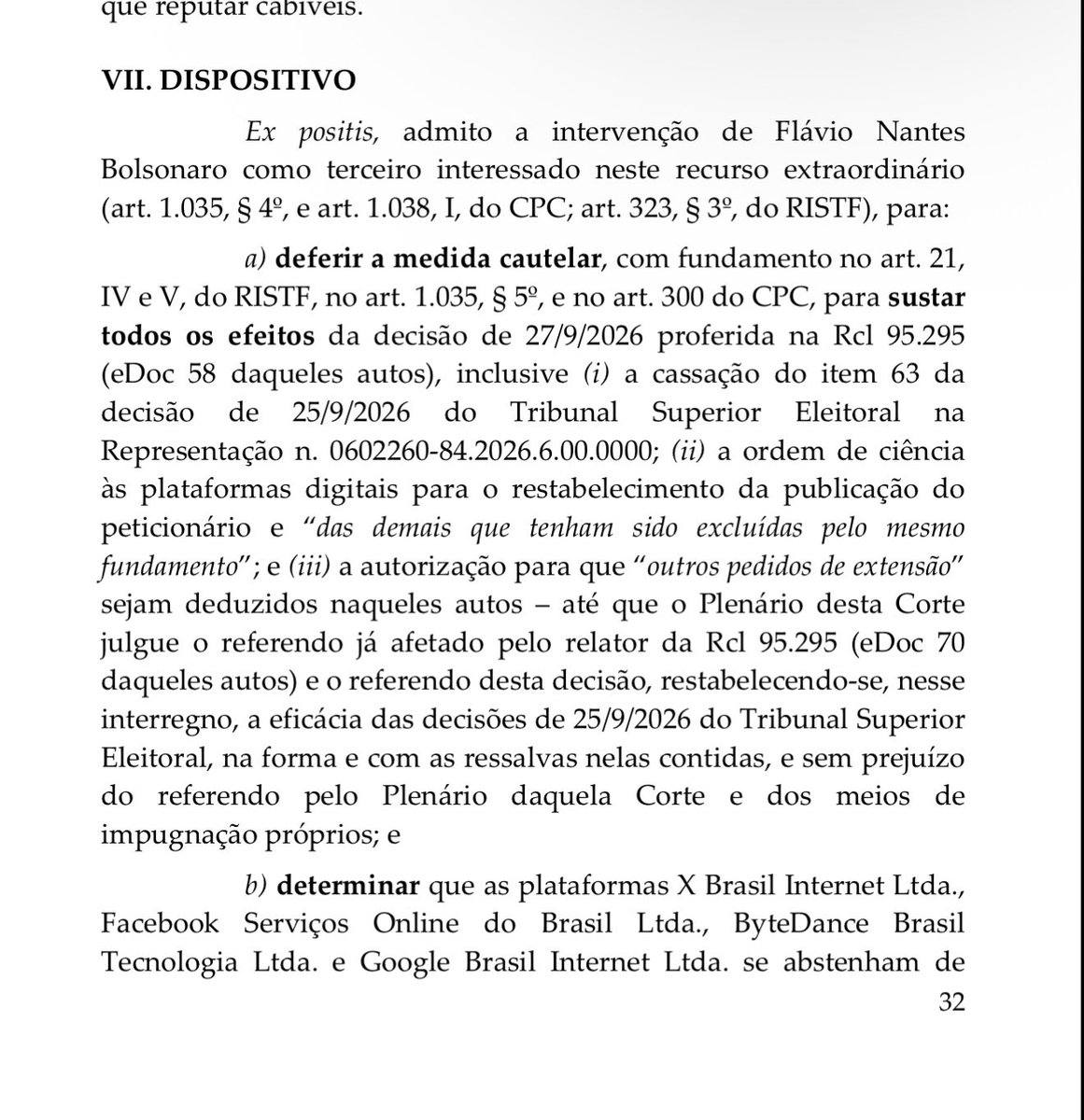 SamPancher's tweet photo. BREAKING: Luiz Fux suspende decisão de Flávio Dino que liberou postagens relacionadas a Nossa Senhora Aparecida.

Decisão restabelece a eficácia das decisões de 25/9/2026 do Tribunal Superior
Eleitoral até o julgamento no Plenário do STF. https://t.co/cvoUX095kt