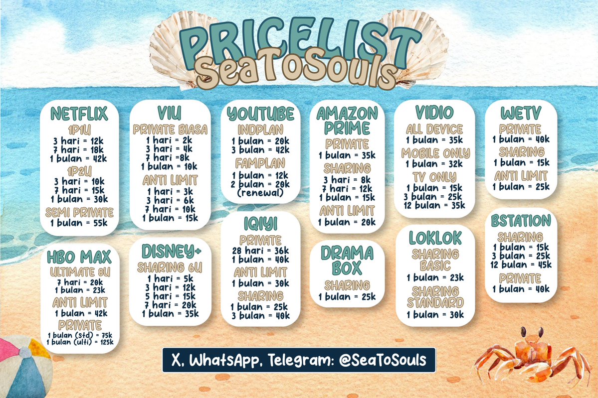 Sea2Souls's tweet photo. yuk jajan nētflīx vīu yōūtūbē āmāzōn prīmē wētv hbō īqīyī drāmā bōx lōklōk bstātīōn cānvā cāpcūt mēītū pīcsārt scrībd ālīght mōtīōn

🦀 trusted dan bergaransi 100%
💌 order @SeaToSouls / WA https://t.co/zA2I4OCSMS

t. #zonauang #zonajajan #bealanja https://t.co/Fu6MREzzvT