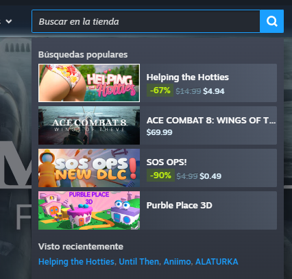 riseanndrage's tweet photo. yo no tengo nada en contra de los juegos porno pero sería buenísimo que al abrir la barra de búsqueda de steam lo primero que me salga no sea un culo https://t.co/YYtfTSQhYC