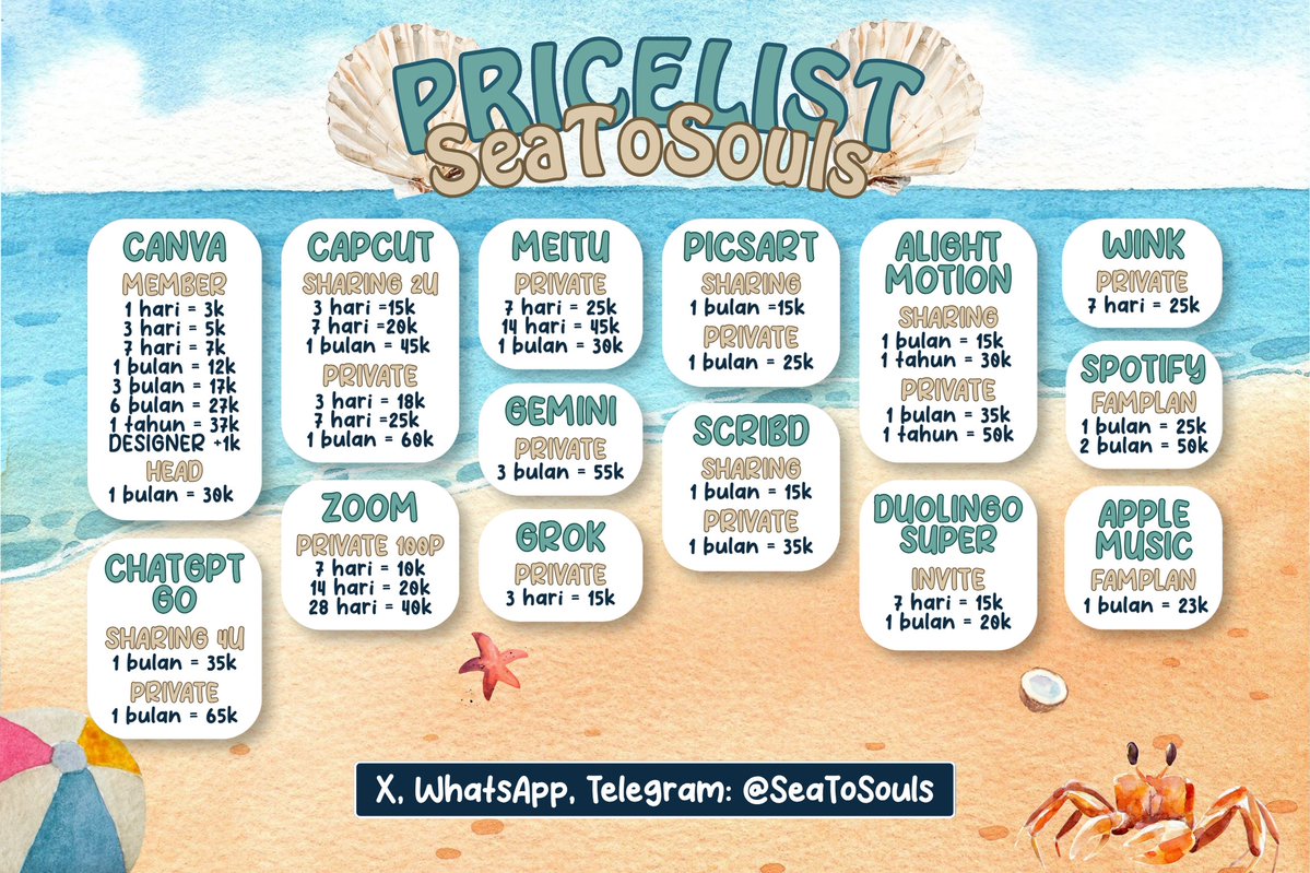 Sea2Souls's tweet photo. yuk jajan nētflīx vīu yōūtūbē āmāzōn prīmē wētv hbō īqīyī drāmā bōx lōklōk bstātīōn cānvā cāpcūt mēītū pīcsārt scrībd ālīght mōtīōn

🦀 trusted dan bergaransi 100%
💌 order @SeaToSouls / WA https://t.co/zA2I4OCSMS

t. #zonauang #zonajajan #bealanja https://t.co/Fu6MREzzvT