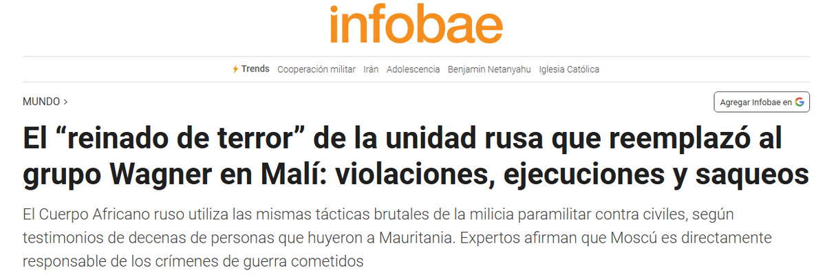 ElverGonpi35's tweet photo. @LupinTepetlatoc @NelkBSI Lloro, pero es la verdad tarado, eres un bruto que reduces a toda la población como Nazi, pero bueno, gloria a Rusia con su curioso nombre llamado Africa Korps y que no solo mata a los "malditos ucranianos", si no que también cometen crímenes en Mali. https://t.co/jfWZ6dEdEx