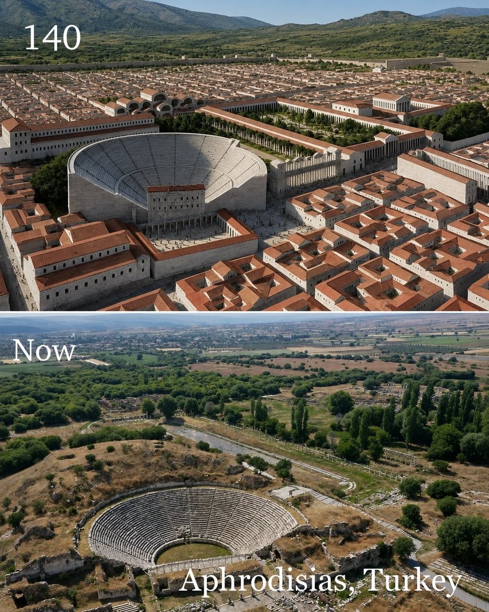 Civixplorer's tweet photo. A reconstruction of the ancient Greco-Roman city of Aphrodisias in Anatolia. https://t.co/HXFhksm2aq