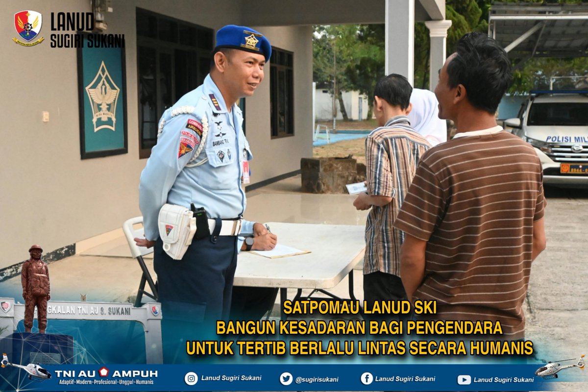 sugirisukani's tweet photo. Satpomau Lanud SKI Bangun Kesadaran Bagi Pengendara untuk Tertib Berlalu Lintas Secara Humanis https://t.co/QdfQgCEpFy