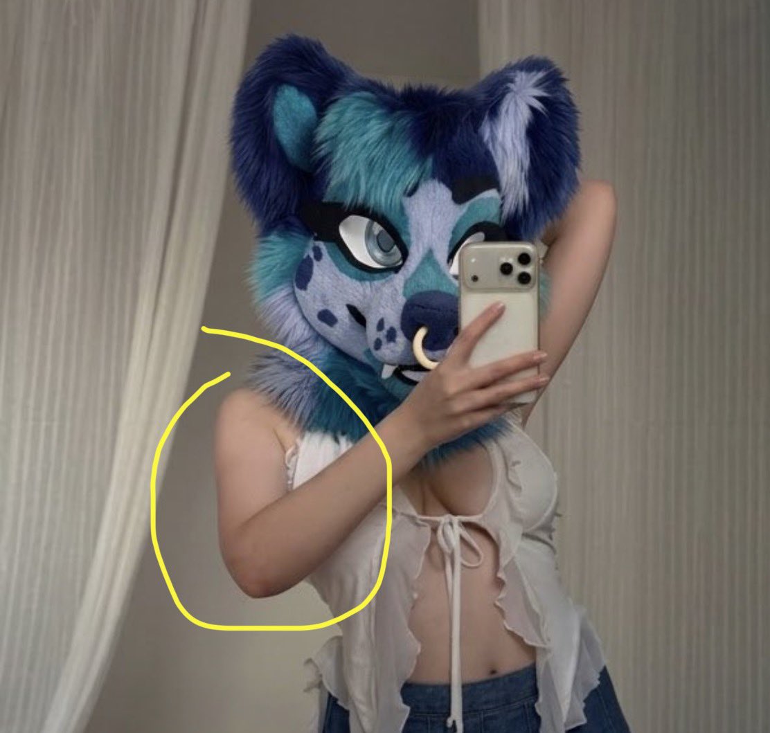 TheFoxLover19's tweet photo. Excuse me Saar, but why has the fursuit color changed so drastically from photo to photo? Also what’s up with the drastic change in body type and a tattoo suddenly appearing??? https://t.co/K4xS1DGANb