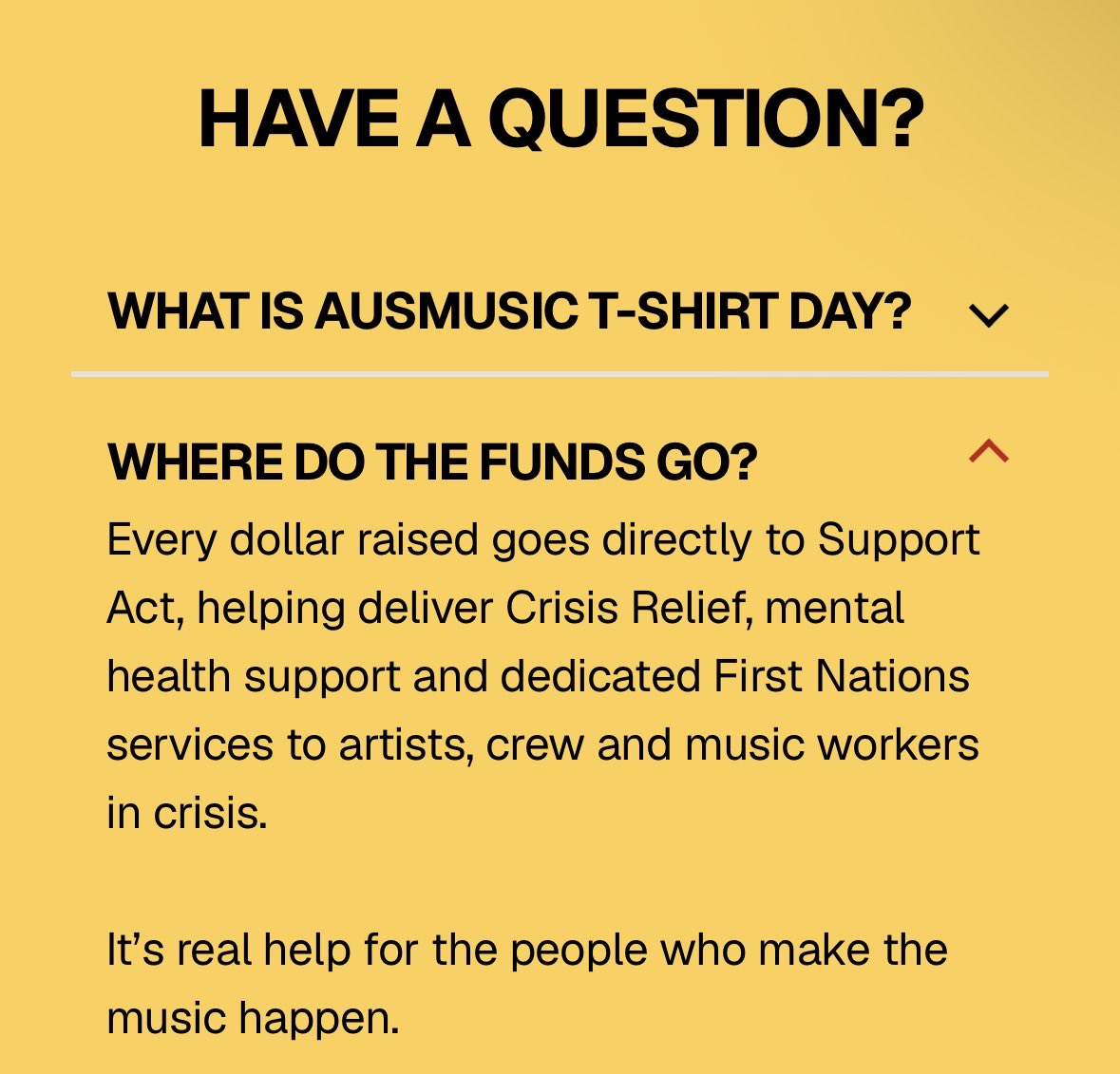 AusMusic T-Shirt Day 2026 campaign Support Act