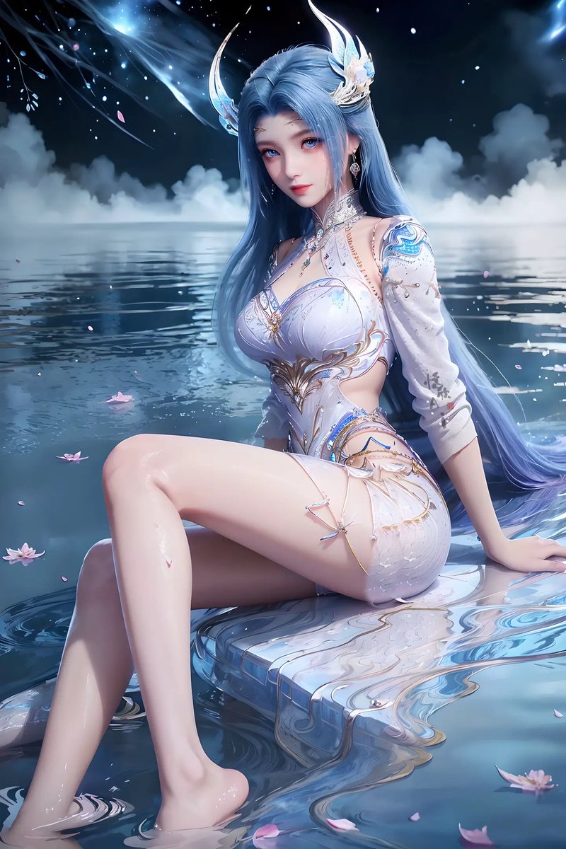 dvibivd's tweet photo. 蓝发映月，星夜如梦 💙
#国漫 #国风 #仙侠 https://t.co/nP0LPMpqMo