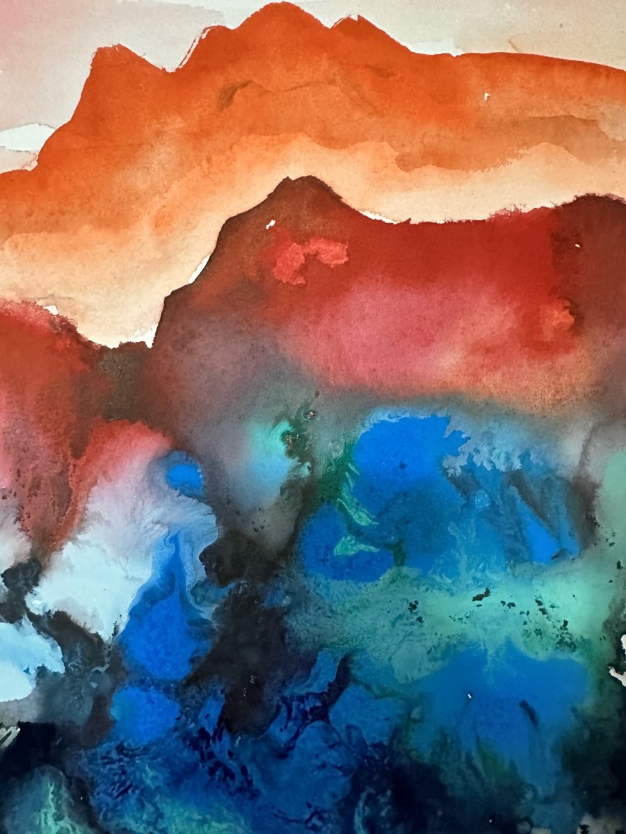 JuliTsui's tweet photo. Today’s tiny joy: feeling the texture of watercolor paper as ink bleeds softly. A 10 mins sketch resetting my mind https://t.co/5240M2CdDc