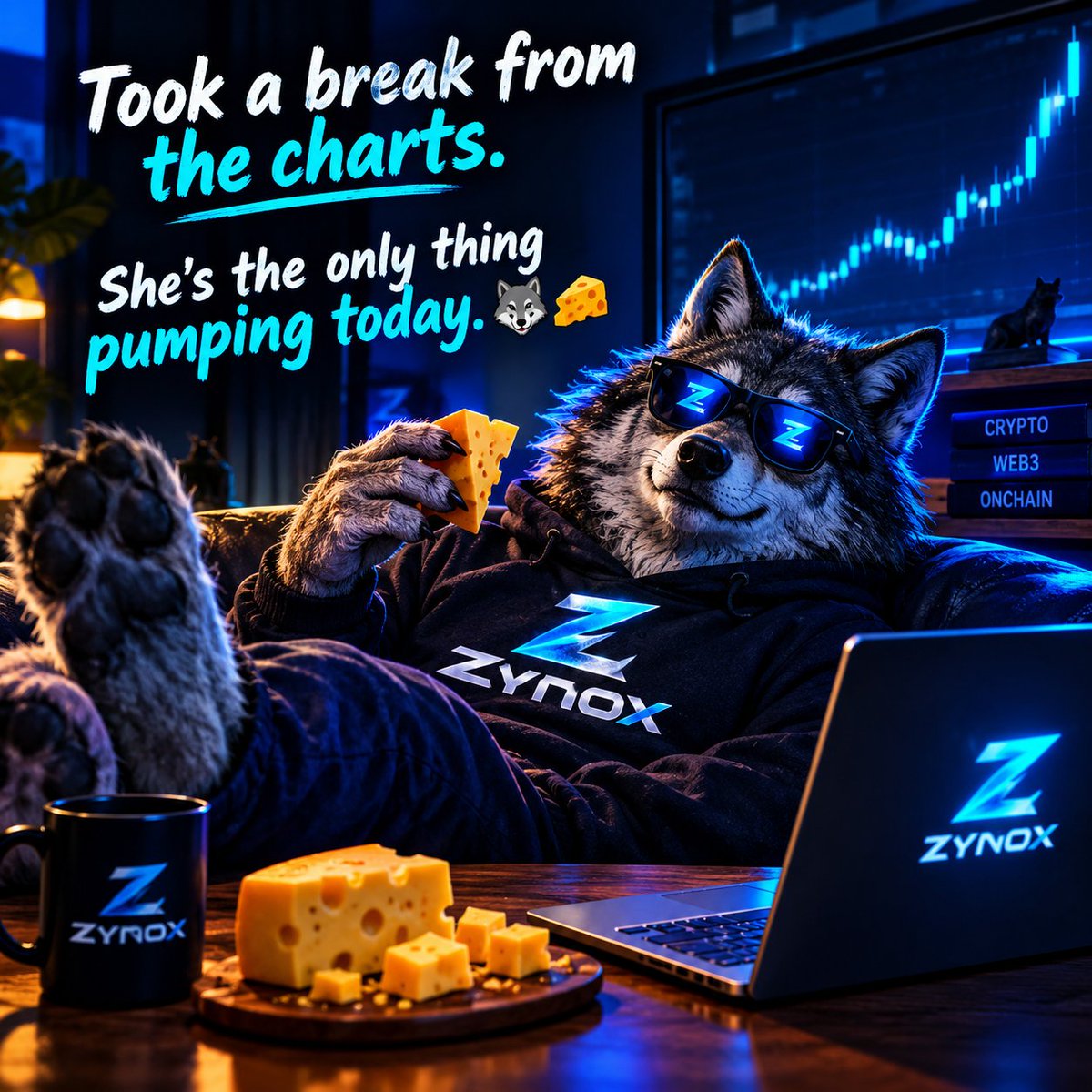 Zynox_Crypto's tweet photo. Took a break from the charts. 📊

Sometimes the only thing pumping is the vibe. 🐺🧀⚡

New identity. New energy.
Welcome to Zynox — Crypto • Web3 • On-Chain. 🌐

Like ❤️ Repost 🔄 Comment 💬
Let’s build together. 🚀 https://t.co/hpZy1QgRsY