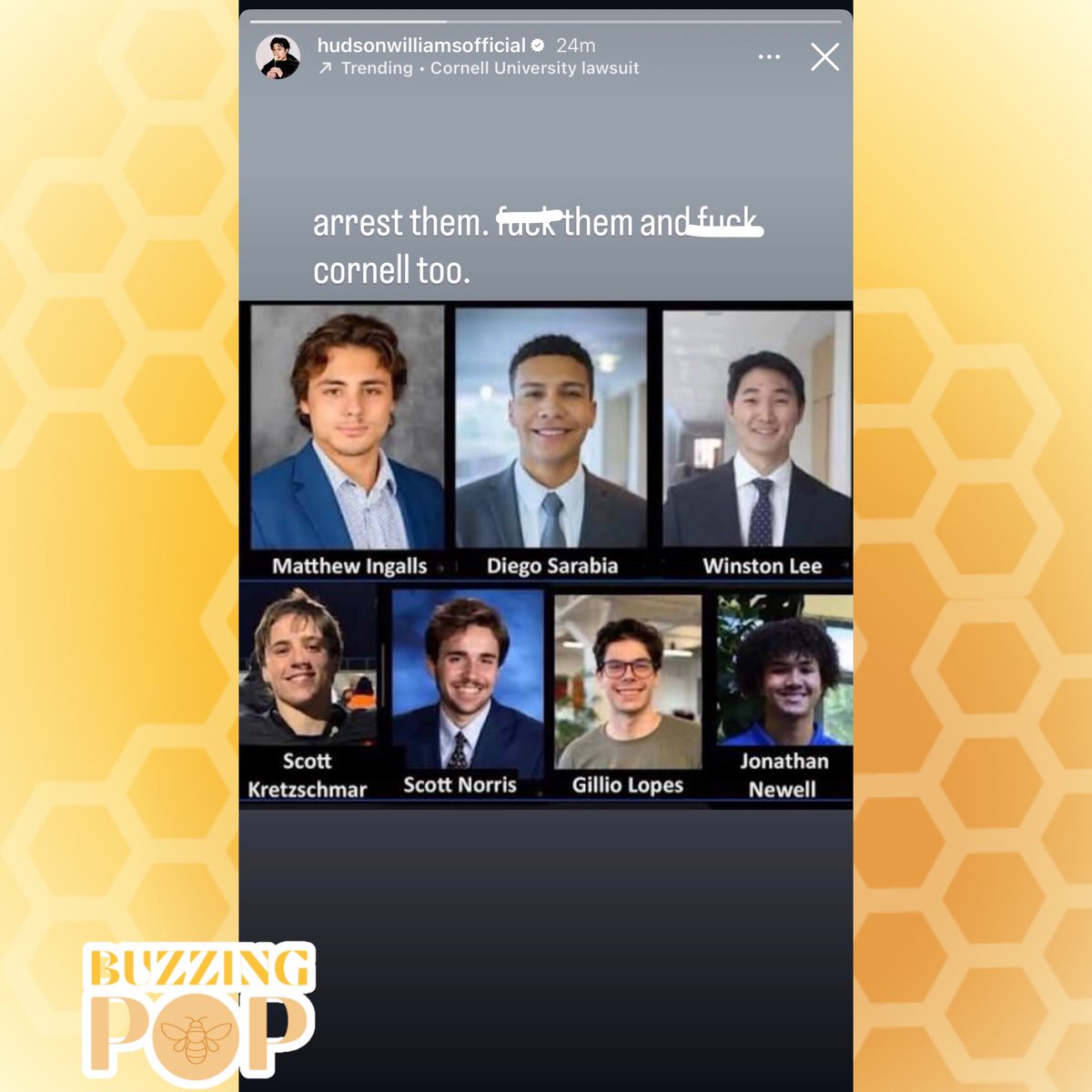 BuzzingPop's tweet photo. Hudson Williams calls for justice for victim in alleged sexual assault case involving seven fraternity members:

“arrest them. f**k them and f**k cornell too.” https://t.co/2CB95W9d01