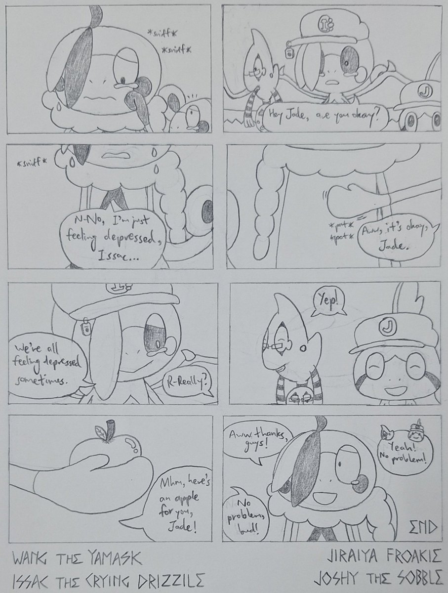 WangTheYamask's tweet photo. October 2026 Short Comic Collection:

2 - Cheer Up ft. Jade (@BrandonFroakie), @mcstaa2006 &amp; @JoshyTheSobble 

#pokemonfanart #pokemon #yamask #drizzile #sobble https://t.co/R158Gp9ZZo