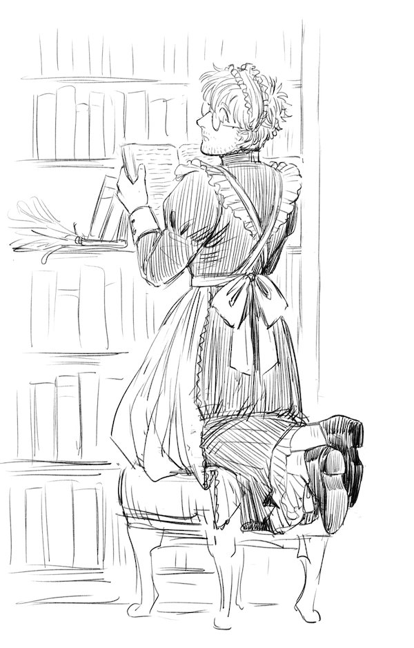 feriofreak's tweet photo. maid grace getting distracted and not finishing his tasks....

(this has been sitting as a wip in my files since june lol) https://t.co/wYPhruPtNl