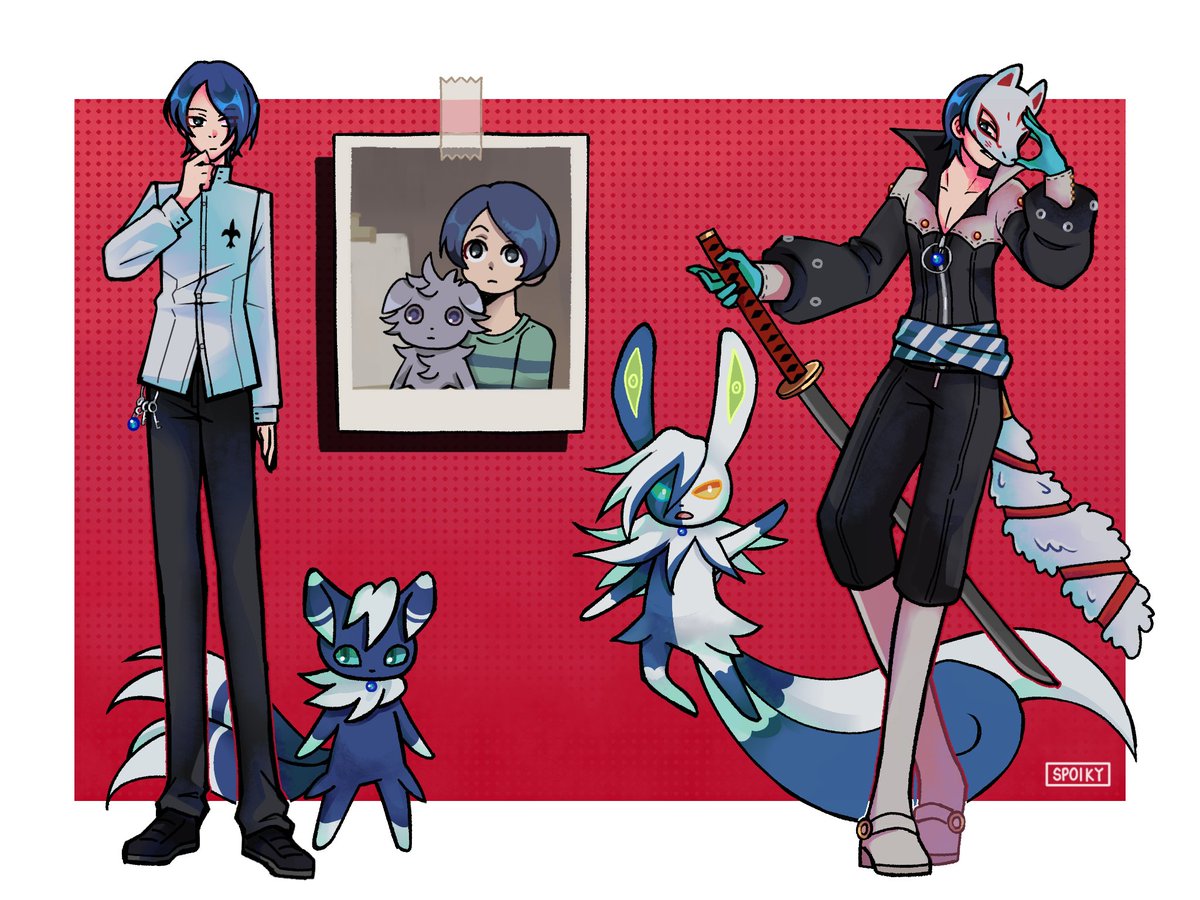 spoikycat's tweet photo. Been thinking of joining Vgen... So I thought I'd post something themed for it so here's so of my Persona x Pokemon art #VGenCode https://t.co/a9NBWKIZ7k
