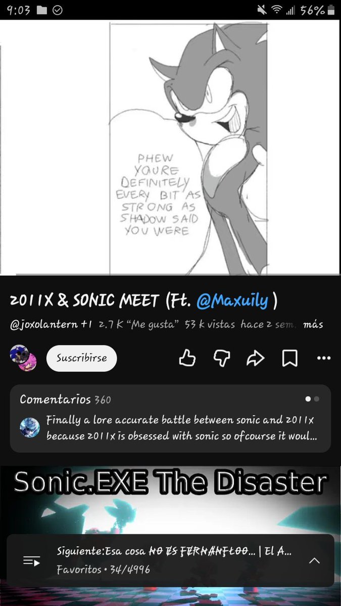 OnlyMax405's tweet photo. @GameblastASBR Hay en YT un comic de 2011X vs Sonic donde este se siente feliz de luchar contra Sonic, se que por lo que tengo entendido 2011X no es sl Sonic.Exe OG, pero igual dejo ese detalle https://t.co/9AI3Ry0tF9