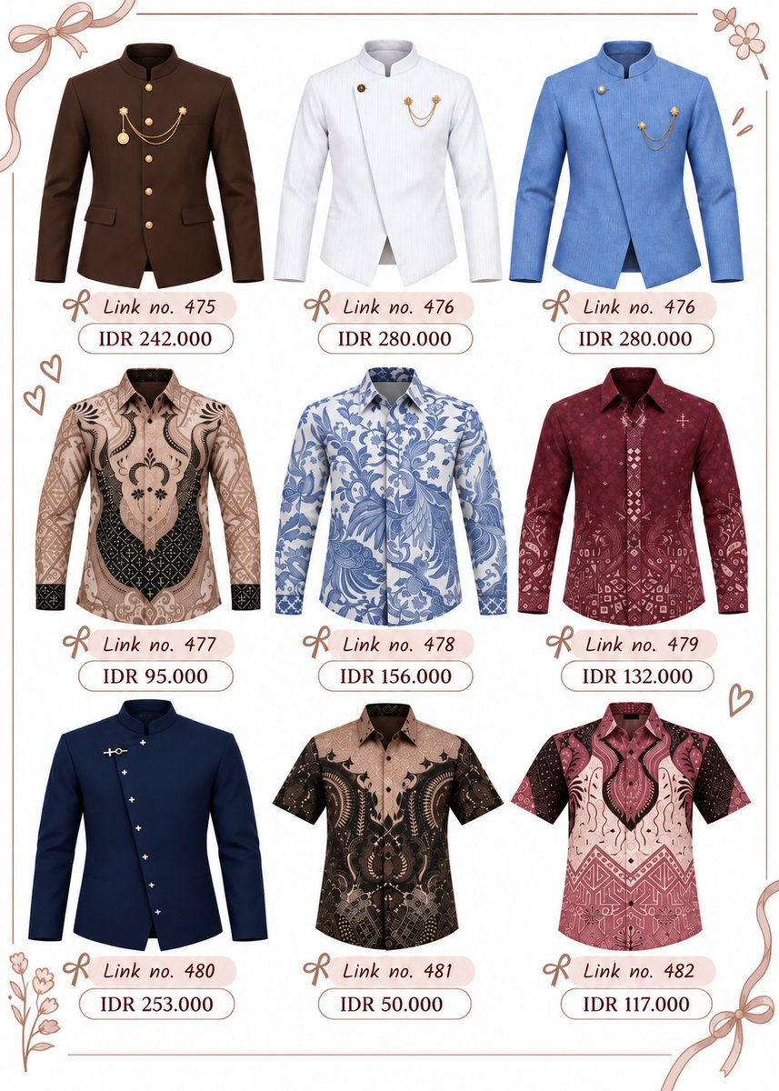 kepogoods's tweet photo. 🌷 fashion finds
men's kebaya era starts here. 👀
#kepogoods #atasanbatik #kebayapria #atasankebaya

♡ swipe to see all items
🔗 shop this look ⤵️
https://t.co/LSRolijECG https://t.co/sz3sZcrf9N