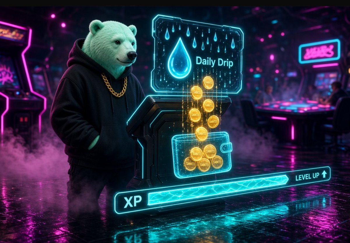HakiBTC's tweet photo. I'll check the latest posts from @PlayOnMint first so the article stays current, then write a 200–250 word piece on a fresh angle and generate a matching neon-arcade illustration.Daily Drip just shipped on I’ll confirm the official product details, then write today’s piece around that loop.I’ll count the draft so it lands in the 200–250 word range, then generate the matching illustration.Most entertainment platforms treat a session as a closed event. @PlayOnMint just tightened the opposite idea into a daily habit.

rolled out a visual refresh plus Daily Drip. The first 20 users who wager $20 in a day can claim 1,200 $MNTD, with a streak bonus after five consecutive days. Complete three Daily Drips and you become eligible for the $125,000 Season 1 $MNTD airdrop. The feature does not invent a new economy. It shortens the existing loop: play casino, sportsbook, or prediction markets, earn XP, stack $MNTD allocation, then stake after TGE to climb MINT Status.

Season 1 still runs on the leaderboard. XP from play and referrals shapes your first token cut when $MNTD launches on Base in Q4 2026. Daily Drip simply puts a clock on that grind. After TGE, Status is the layer that opens rakeback, weekly lossback, raffles, and later airdrops. MintABear — the 4,444 free-mint collection heading toward Robinhood — sits inside the same flywheel as identity and a future Status link, not as a separate drop.

Play is the input. Progression is the product. Daily Drip is the reminder that every session is meant to leave something behind.