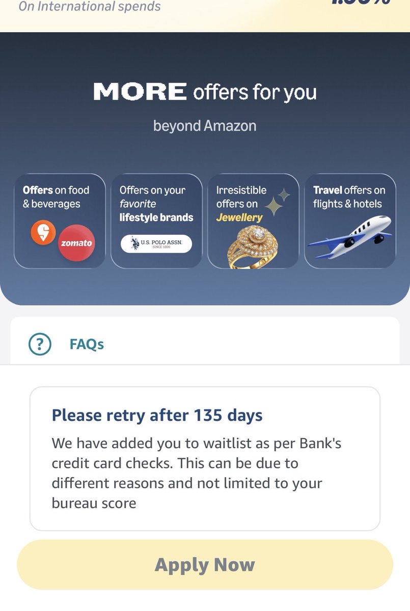 rht026's tweet photo. @amazon @amazonIN want to make credit card but showing this so should i make Flipkart axis https://t.co/wvZ28C6fd1