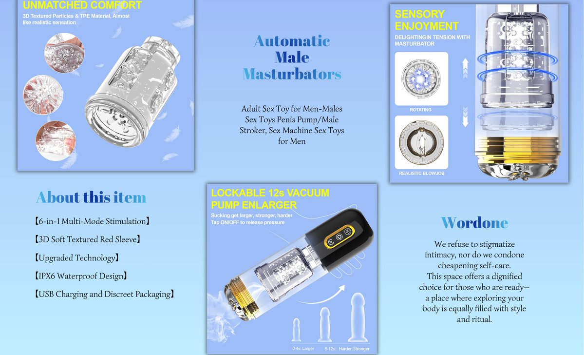 christydoyle1's tweet photo. Unlock next-level pleasure with the WORDONE Automatic Male Masturbator – 6 sucking &amp; rotating modes, soft 3D textured sleeve, waterproof design &amp; discreet USB charging for effortless self-care.

#MaleSexToys #Masturbator #AdultToys #PenisPump https://t.co/SzZ9TZmoGB