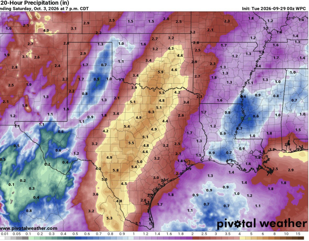 jefflindner1's tweet photo. Needed rainfall for much of #texas mid to late week. Keep an eye on the I-35 corridor for any possible flooding #txwx https://t.co/AAbT1xdOTx