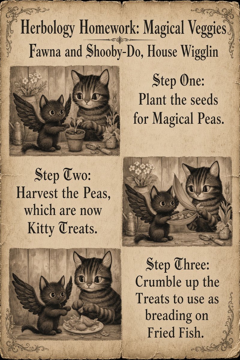 MissJemimaKitty's tweet photo. @JellyOzzy Nothing like waiting until the last minute. At least we got the homework done. #Mogwarts #MWHomework https://t.co/gp2EHBosva