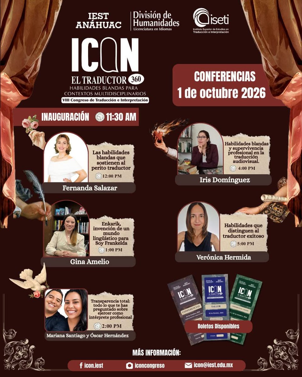 IEST_Idiomas's tweet photo. Faltan 3 días para ICON.
Conoce las conferencias y talleres que tendremos en esta 8a edición de nuestro congreso de traducción e interpretación. @iestanahuac https://t.co/QRTxAFM5Tu