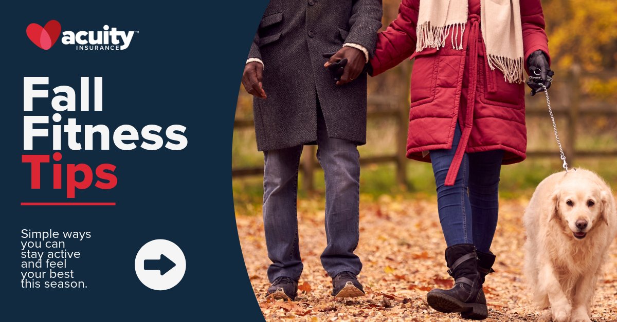 acuityinsurance's tweet photo. A change in seasons can be a good reminder to check in on the routines that help us feel our best.

You don’t have to do everything at once. Sometimes, just a few small changes can change everything.

Read six of our favorite fall fitness tips: https://t.co/AF1yrPFXJC https://t.co/EluOHKFlN0