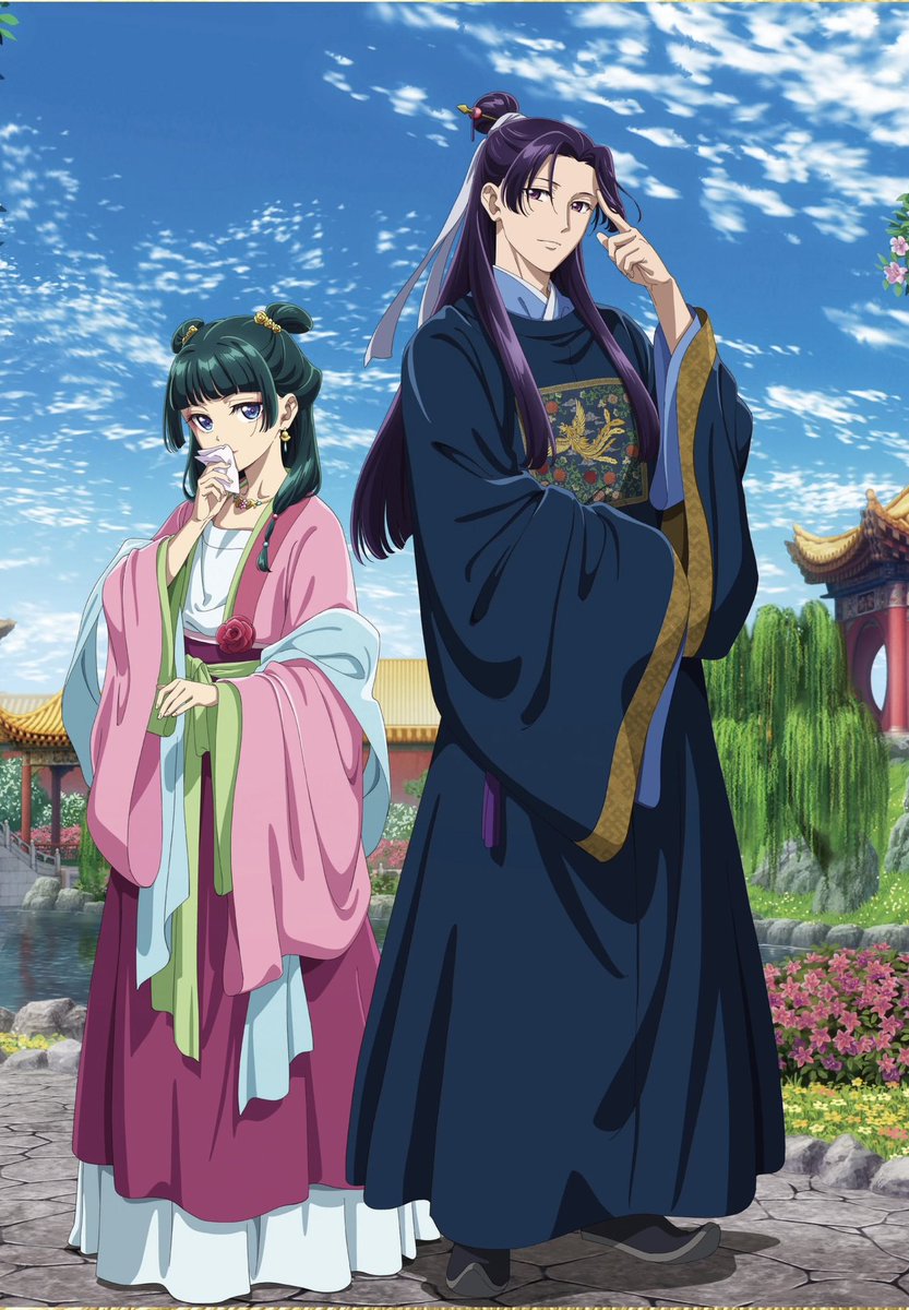 keiuzuki's tweet photo. obsessed with how the JinMao voice actors (Aoi Yuki &amp; Takeo Otsuka) have the canon height difference of Maomao and Jinshi too 😭 https://t.co/T8fb0wVrik