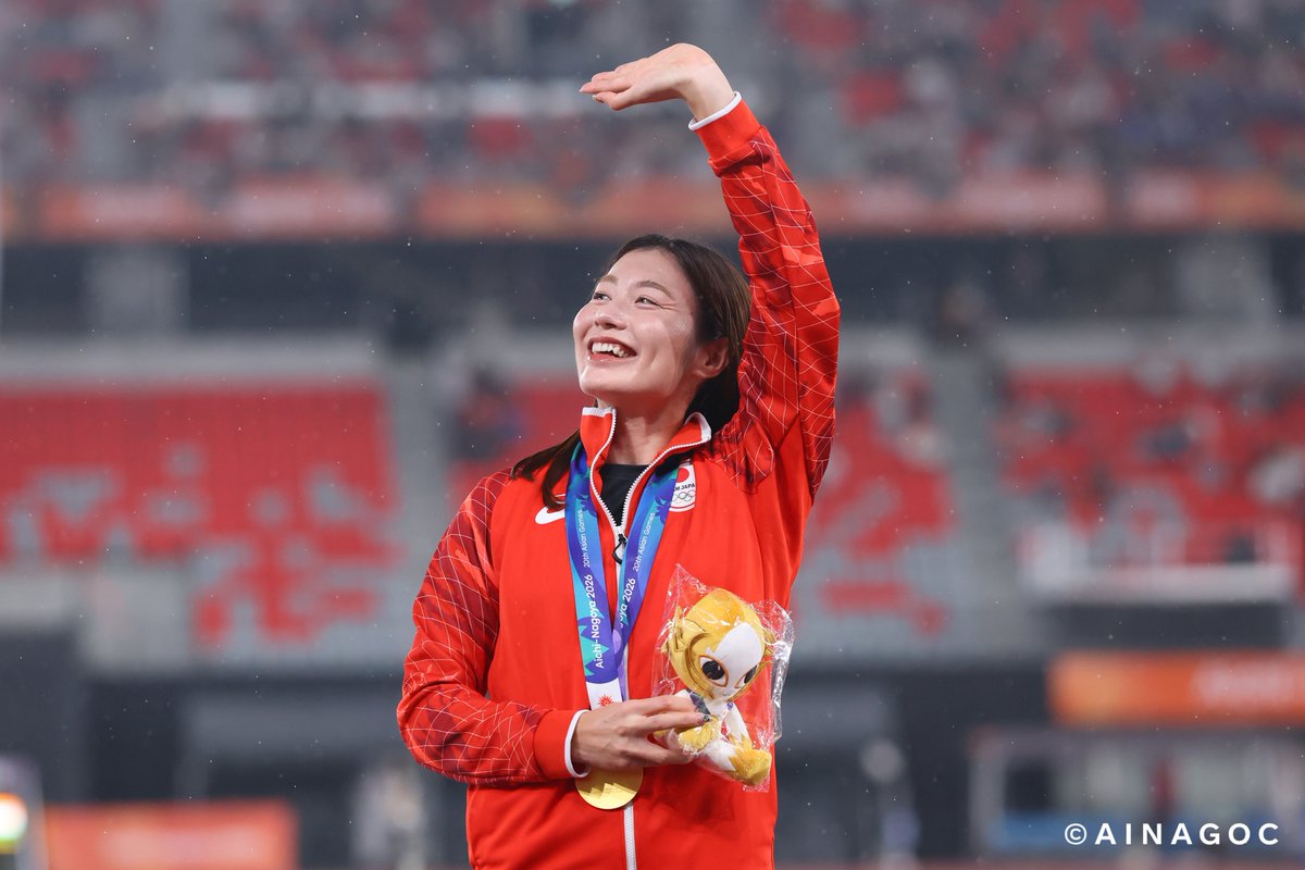 jaaf_official's tweet photo. /／
【#アジア大会】
\＼

✨表彰式✨✨✨✨✨✨
◆女子100mハードル（風：-0.2m/s）
1位🥇🇯🇵#福部真子（日本建設工業）12秒74
2位🥈🇯🇵#中島ひとみ（長谷川体育施設）12秒78
✨✨✨✨✨✨✨✨✨

おめでとうございます🙌
応援ありがとうございました🇯🇵

📣選手への応援メッセージ大募集‼️
https://t.co/e50PE5sb8V
✅オンエア情報など特設サイトでチェック
https://t.co/NPQIbPc2Bk

#愛知名古屋2026 #TEAMJAPAN #ともに一歩踏み出す勇気を #JAAF #陸上 #IPPO