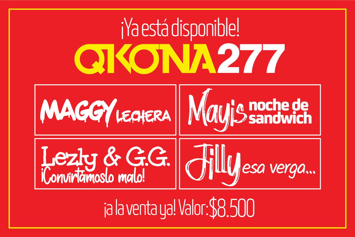 qkona's tweet photo. Ya está en los puestos de revistas o en las tiendas para adultos una nueva edición de #QKONA con 5 modelos bien picantes. Adquiéralo ya!
#QKONA277
#Maggy #Lechera
#Mayis #NocheDeSandwich
#Lezly #GG #ConvirtámosloMalo
#Jilly #EsaVerga
🖕💋💥🔥🔞 https://t.co/jKD7ijYQEl