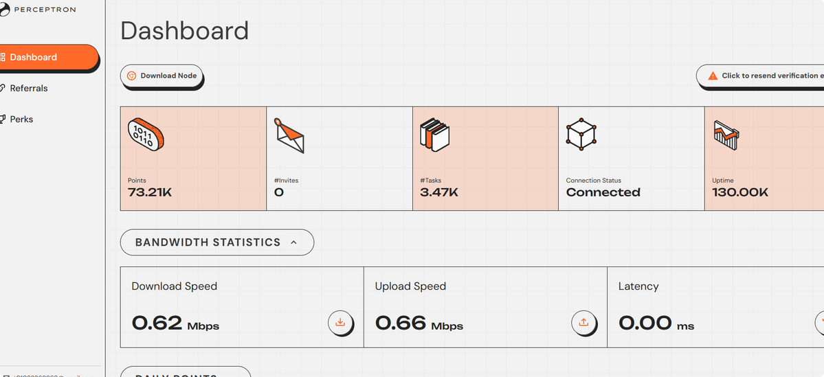 MichaelSirvent's tweet photo. Joined Perceptron node community, here is my dashboard to prove it. @PerceptronNTWK #NodeAndProud https://t.co/xfBheLMRx2