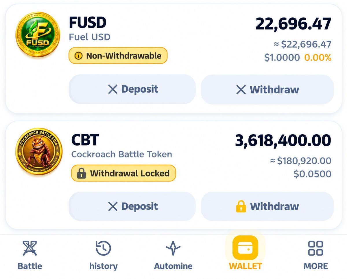 airdropsignels's tweet photo. 🪳🥊 ENTER THE COCKROACH BATTLE! 🔥
🎁 Join Bonus: Earn 100 FUSD → USDT after joining
💰 Play games and collect CBT + USDT rewards

👉 https://t.co/7i7pXGCXje

📅 Weekly payment proof available
Ready for some fast-paced gaming? Jump into Cockroach Battle, compete against others, and earn rewards while you play! 🎮

👉 https://t.co/7i7pXGCXje
⚔️ Battle & Compete
🏆 Climb the rankings
🪙 Earn CBT Tokens + USDT

🚀 Don’t miss the opportunity—join the battle now!