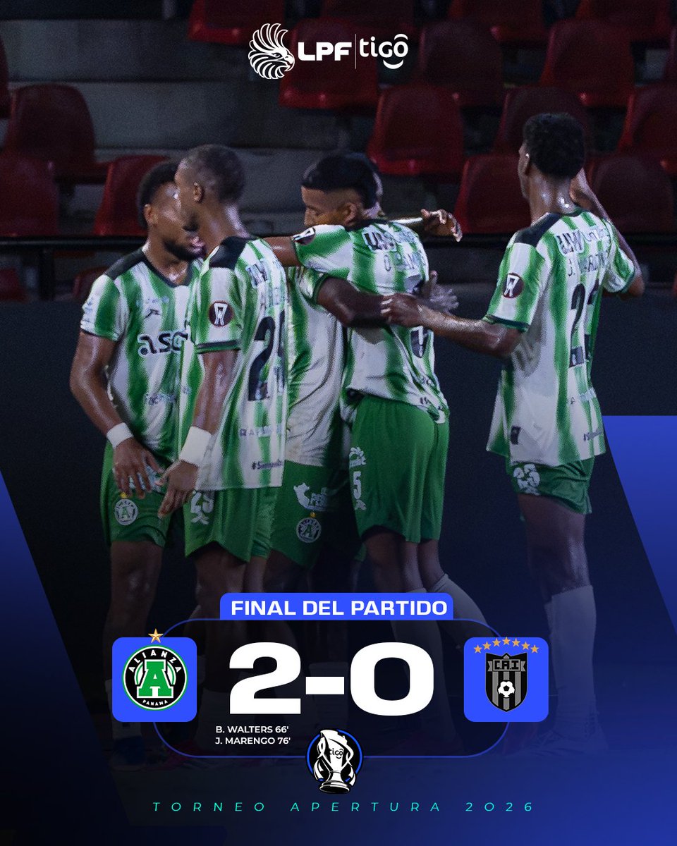 LPFpanama's tweet photo. ¡VICTORIA DEL ALIANZA FC!

@alianzafc 2-0 @CAIPanama

#NuestroFútbol #LPFTigo https://t.co/g8a4MPHCMd