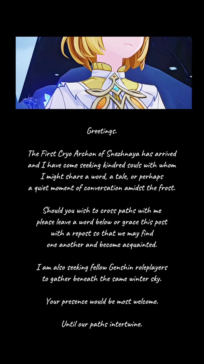 2DimensiMenfess's tweet photo. !2DFess From the older Belyi Tsar in his human form. 

I am seeking the fellow Genshin RPs and community as well.

(The RP also might contain Russian and other language as well) https://t.co/B4aMeMxe0v