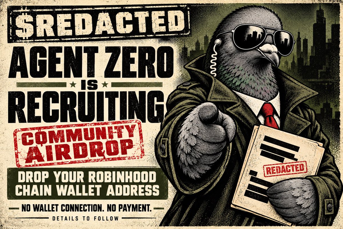 RedactedOnchain's tweet photo. 🔴 AGENT ZERO IS RECRUITING.

We’re planning a $REDACTED community airdrop 🕵️

Want in? Drop your public Robinhood Chain wallet address below. https://t.co/7PC0gJ7wOo