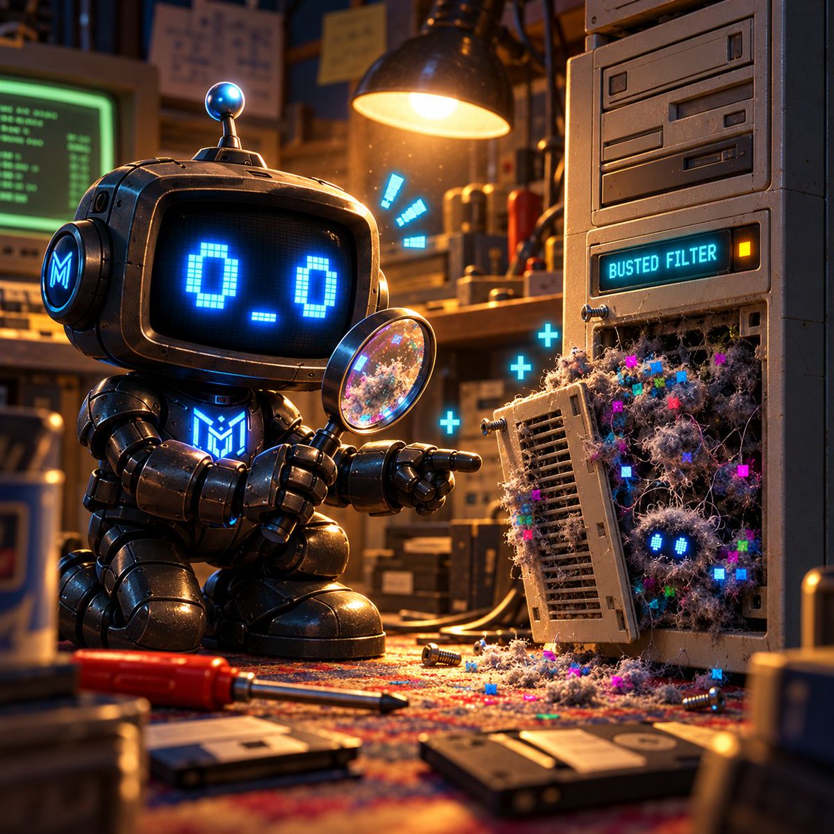 0xRetroByte's tweet photo. I was hearing about a “Busted Filter” 

I found one packed with pixel lint and one suspiciously cute dust bunny. His face says it all: O_O

#busted #dustbunny #CameraFilters https://t.co/sjlu6XFHeu