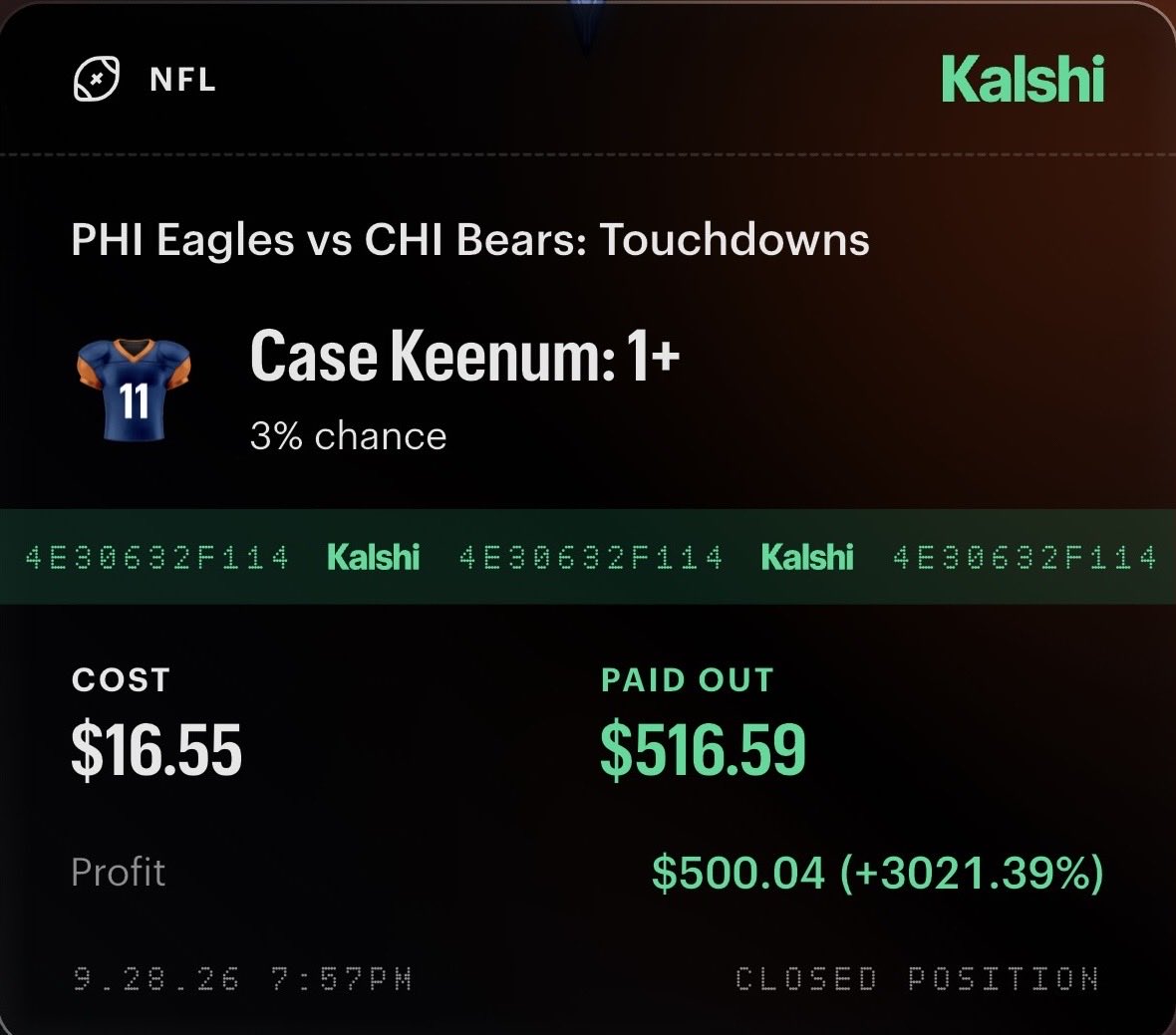 StayingUpdated4's tweet photo. Thank you Keenum https://t.co/Od5ma9v4j3