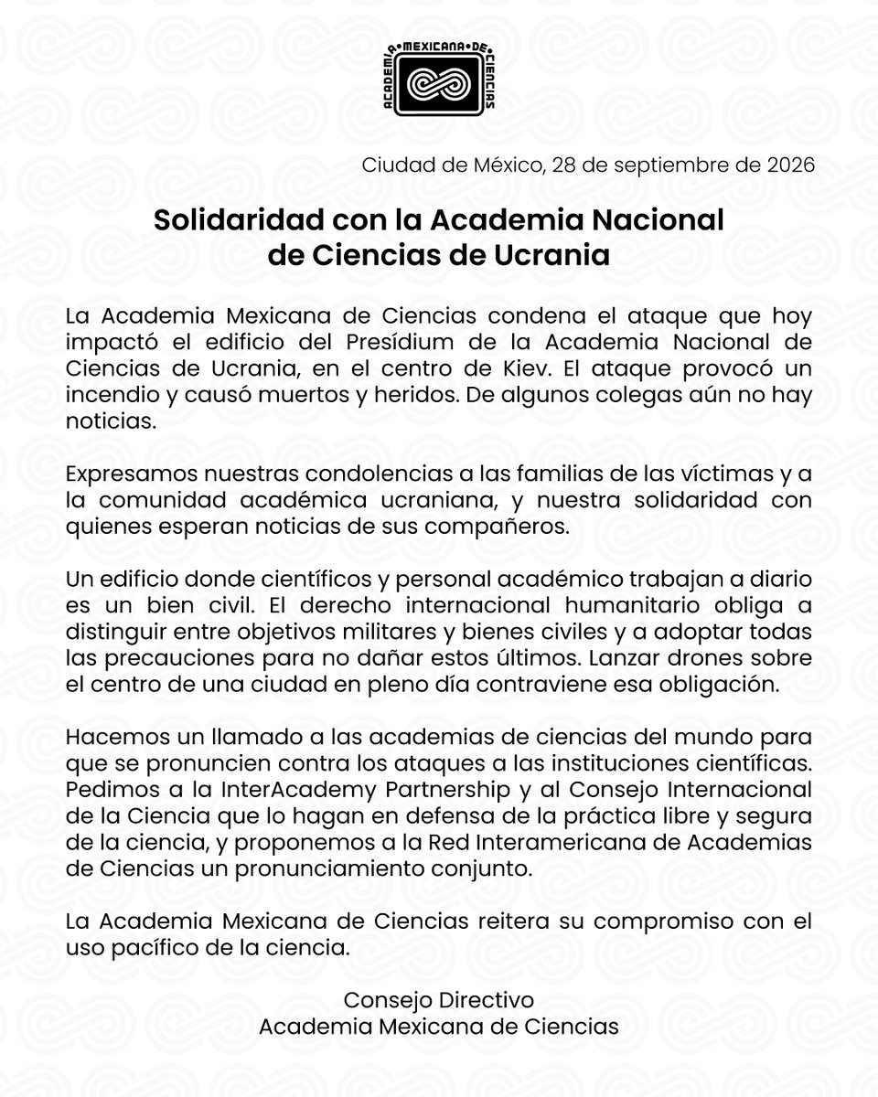 amciencias's tweet photo. #ComunicadoAMC | Solidaridad con la Academia Nacional de Ciencias de Ucrania https://t.co/cvK9PLW1am
