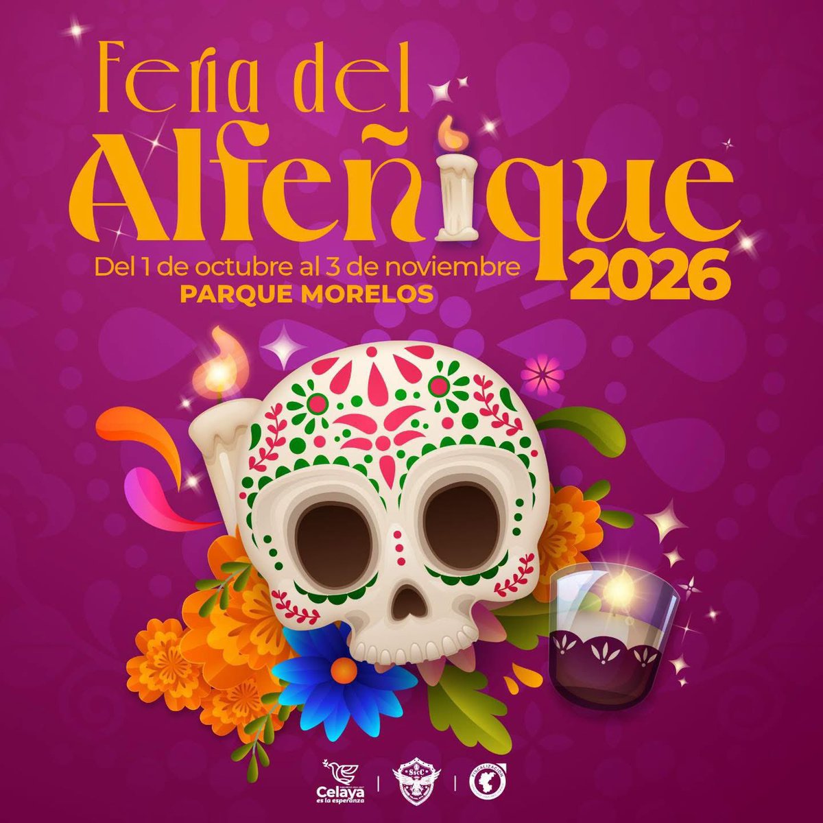 N_Metropolitana's tweet photo. 💀🌼 #Celaya ¡Comienza la cuenta regresiva! 

Todo listo para la Feria del Alfeñique 2026, del 1 de octubre al 3 de noviembre en el Parque Morelos. 🎭✨ https://t.co/Aqsy2J20Kn