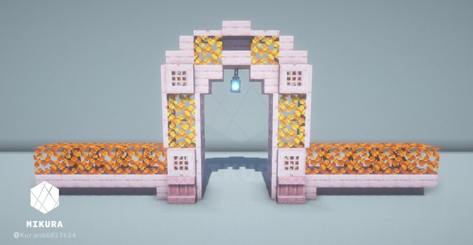 Kuran66027624's tweet photo. 今回のブログでのお気に入りはポプラの葉のアーチ！
#minecraft建築コミュ #Minecraft #バニラ建築学部 #マイクラ https://t.co/g6FFD22Kpv