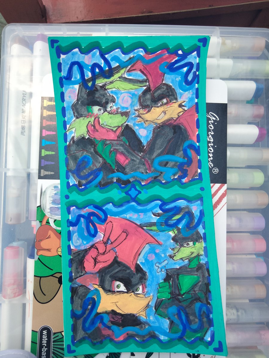 Ximon_Xi's tweet photo. Was volunteering at my art club's booth and they were selling custom photostrip things and I saw someone made a mlm strip and I bought it immediately 😭 had to draw the characters myself because I was a volunteer but it was worth it #techrev #revtech https://t.co/cJWOKLLkYT