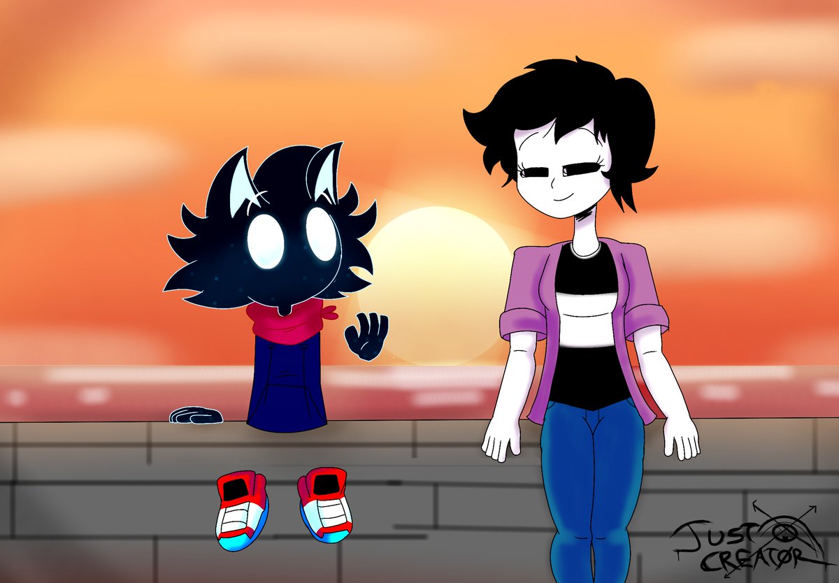 Justcreator_43's tweet photo. Just my sona and Yori going on a date in this beautiful sunset. What could go wrong? #erma #oc #fanart #date https://t.co/JvuQfvTre6