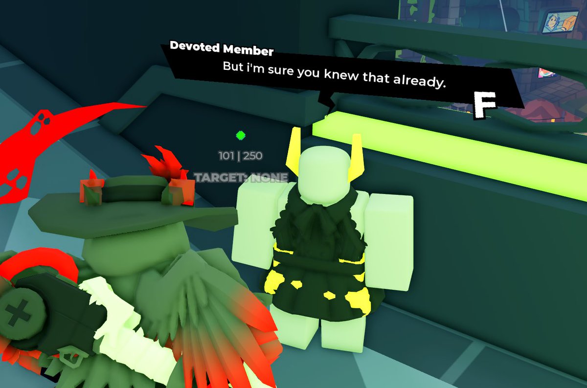 Ospreyd1ve's tweet photo. Apparently there’s one (or more?) npc who is actually a church member, and will change their dialogue if you’re playing as scythe (maybe Medkit too? I haven’t tested) #phighting https://t.co/Vm8PbMmrwI