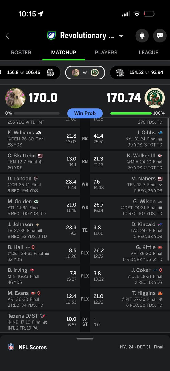 intentionally's tweet photo. My son is so smart. He was winning by one point. Benched his defense last minute.

I never would have thought to do that. https://t.co/APRwXs4GRk