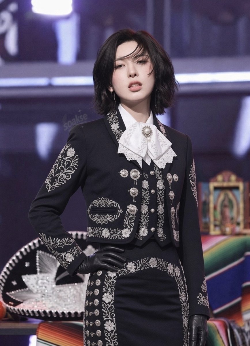 soakse7's tweet photo. Bae looks so good in a Mariachi suit 💚🤍❤️ #NMIXX #멕시코 #배이 #Strange_Muse https://t.co/vCnq1gUqDr