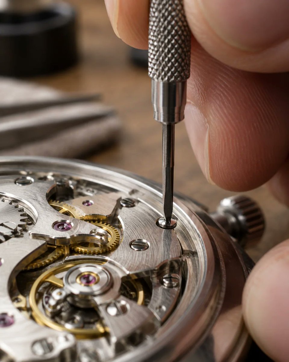 HuiPan1717's tweet photo. A watch screwdriver should fill the screw slot and sit flat. Blade fit matters more than a large set, and damaged tips should be dressed or replaced. 
https://t.co/mFpGPIsWUx 
#WatchTools https://t.co/ziWvajC83X