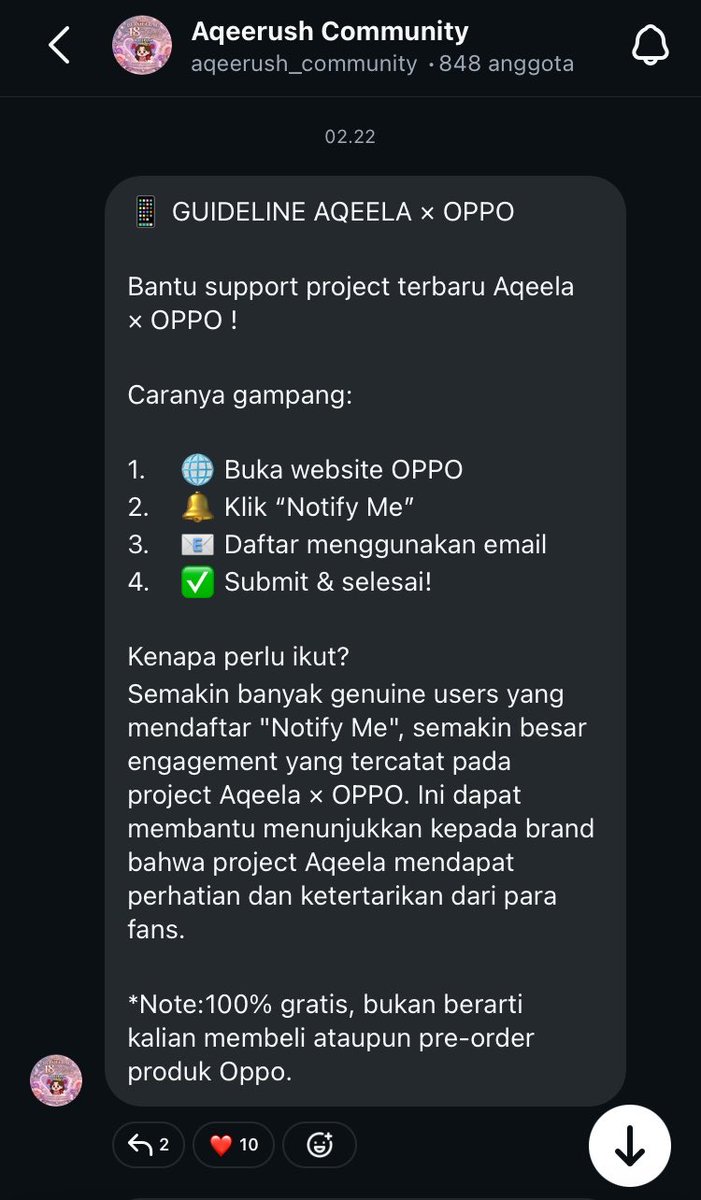 peachybitchez's tweet photo. Guyss dari pada membuang waktu dengan menanggapi kebencian yang gak ada ujungnya mending kita hype aqeela x oppo dengan arahan dari minrush, kalo ada yang belum paham jelas bisa join saluran ig minrush yaa! Lesgowww!!!🔥

Link 🔗: https://t.co/KU1qQJgTAb https://t.co/tw1TYp9CAj