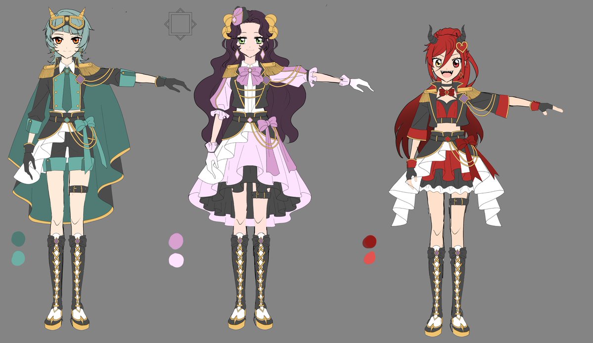 jyoji_some's tweet photo. オリキャラのアイカツパロのユニットドレスと各自のプレミアムコーデ🎶考えるの楽しい
この子達に似合う服集めてアンコール遊ぶ予定！！たのしみすぎる https://t.co/pigj0bYxcH