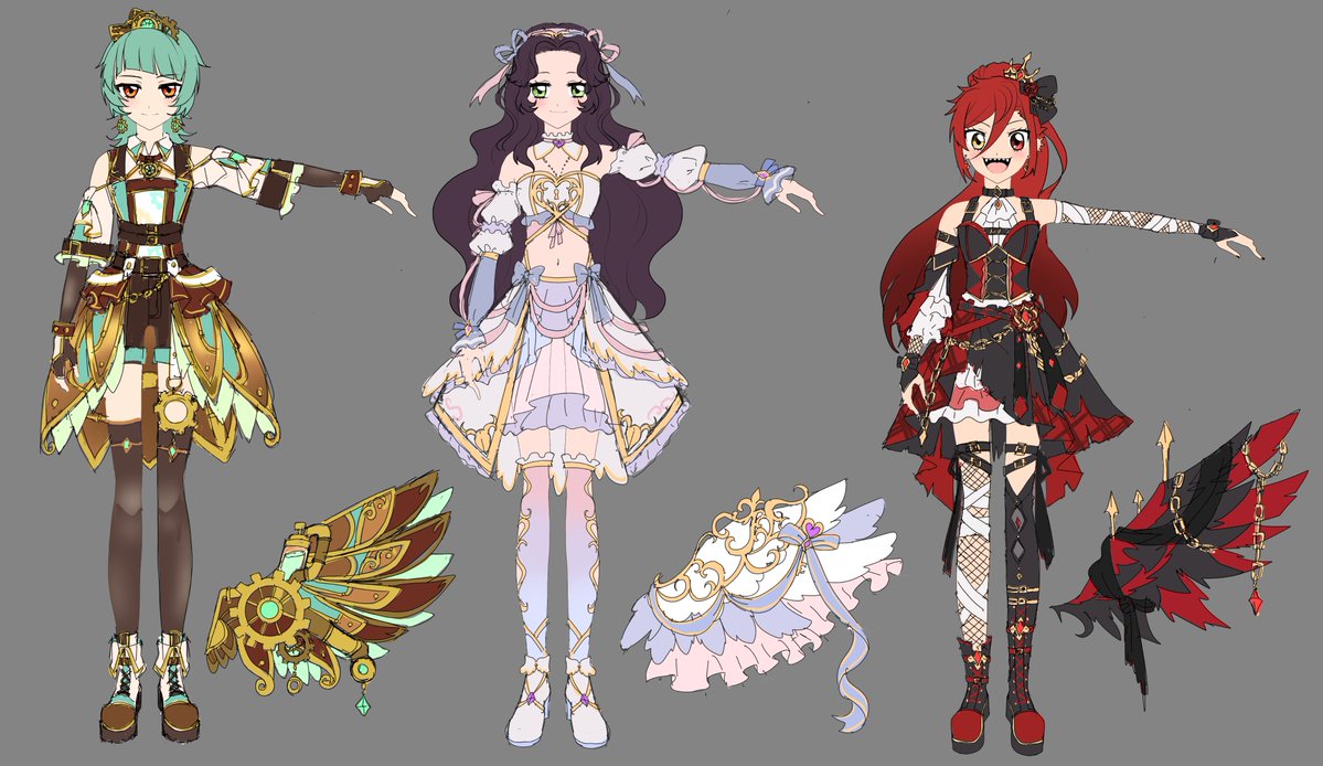 jyoji_some's tweet photo. オリキャラのアイカツパロのユニットドレスと各自のプレミアムコーデ🎶考えるの楽しい
この子達に似合う服集めてアンコール遊ぶ予定！！たのしみすぎる https://t.co/pigj0bYxcH