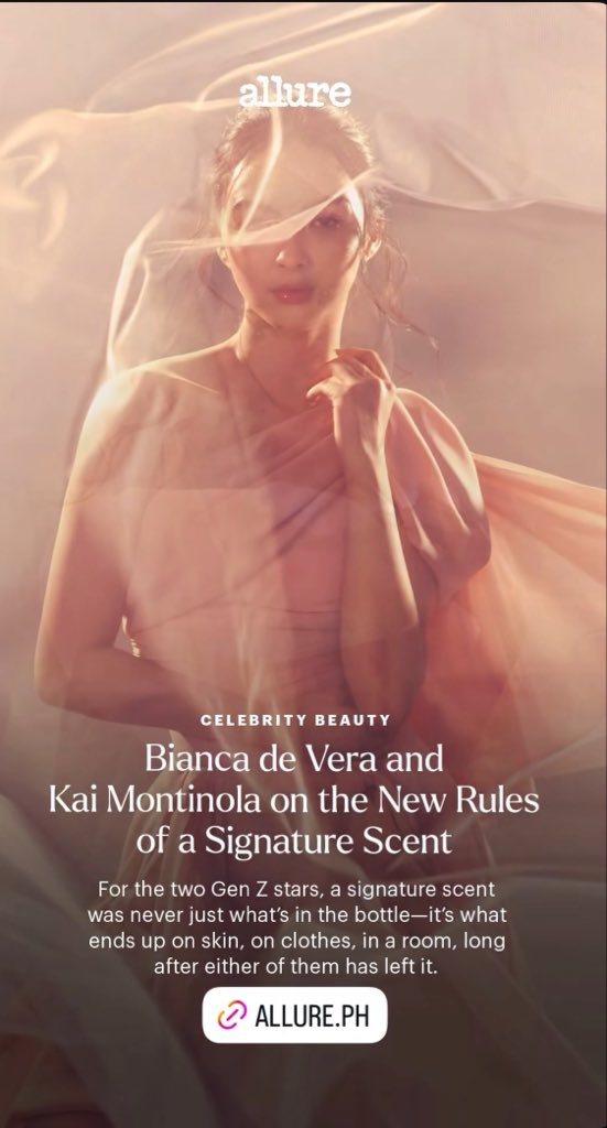 TeamKaiOFC_'s tweet photo. For Kai Montinola, scent is more than just fragrance. It’s about staying fresh through every circumstance and leaving behind the same sense of comfort she hopes people remember her by.

Read the full feature in Allure Philippines to discover Kai’s take on scent.

🔗: https://t.co/iBInQ4KDUi