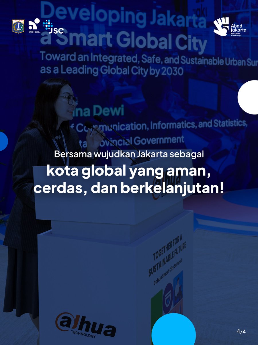 jkt_smartcity's tweet photo. Mari dukung terus langkah Jakarta mewujudkan kota yang inklusif dan berkelanjutan✨
#JakartaSmartCity #TomorrowCityShanghai #SmartCityExpo #SmartGovernance #JakartaKotaGlobal https://t.co/DXLBFo8alY